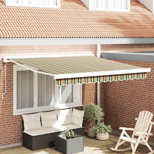 Retractable Awning Manual Green and yellow 300 x 250 cm
