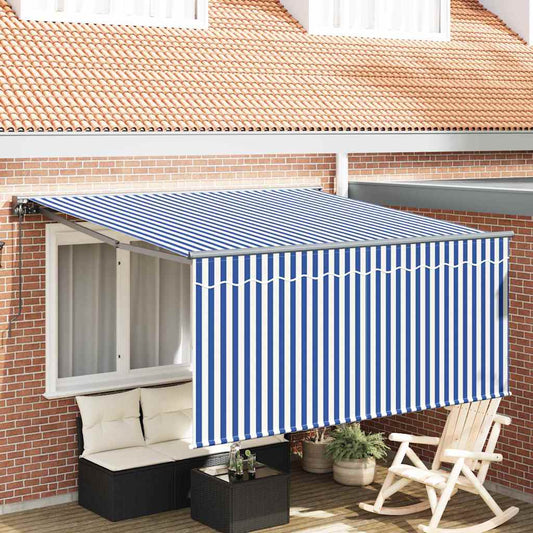 Retractable Awning Manual Blue and anthracite 350 x 250 cm