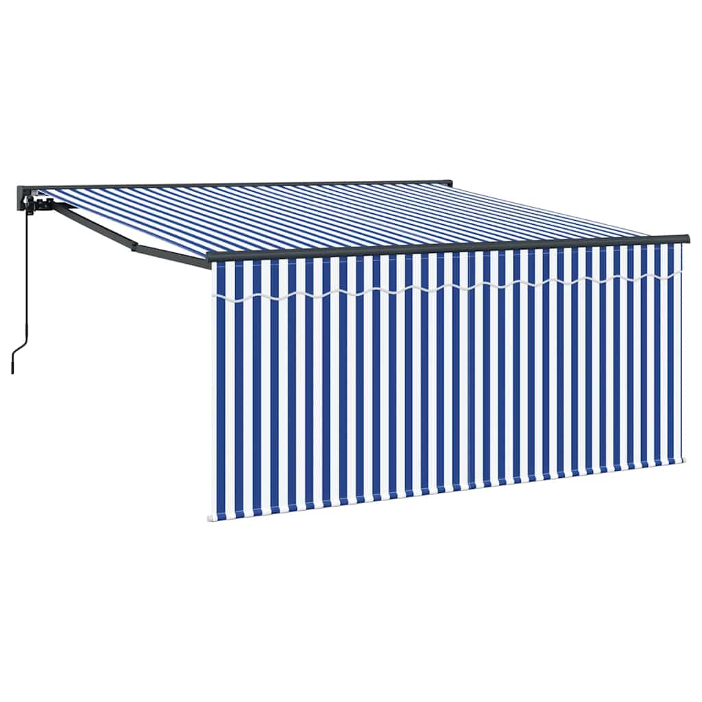 Retractable Awning Manual Blue and anthracite 350 x 250 cm