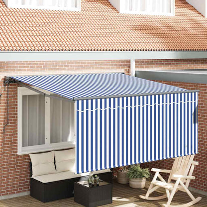 Retractable Awning Manual Blue and anthracite 350 x 250 cm