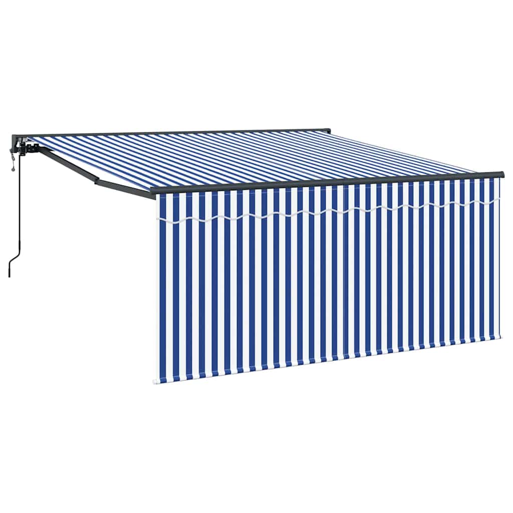 Retractable Awning Manual Blue and anthracite 350 x 250 cm