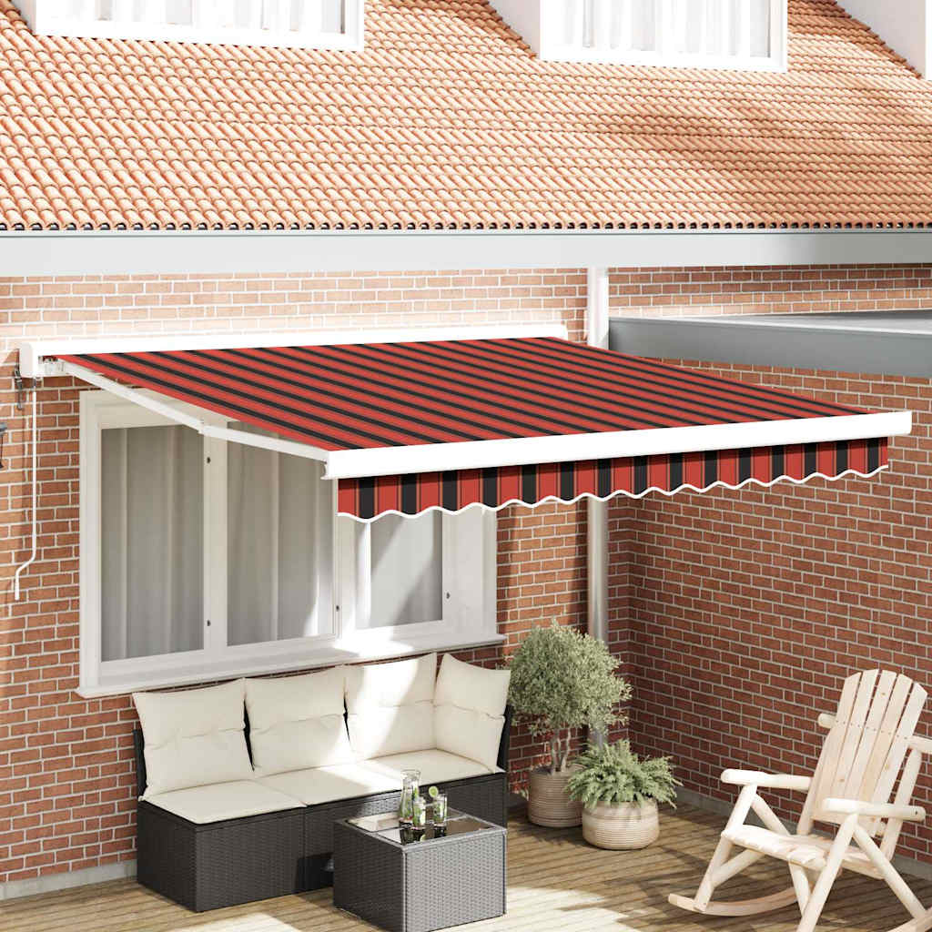 Retractable Awning Red and black 350 x 250 cm Fabric and Metal