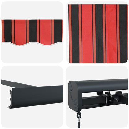 Retractable Awning Red and black 350 x 250 cm Fabric and Metal