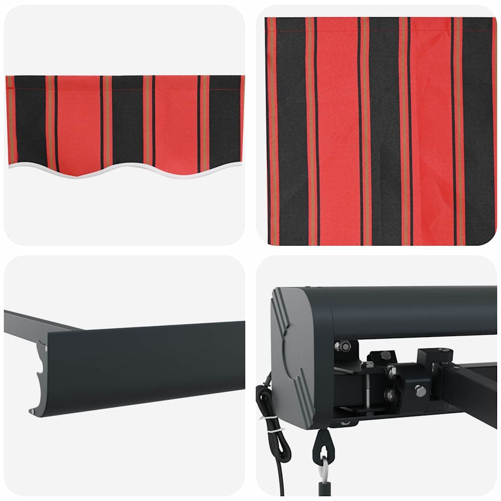 Retractable Awning Red and black 350 x 250 cm Fabric and Metal