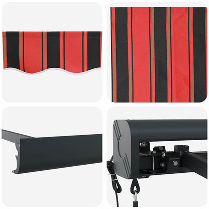 Retractable Awning Red and black 350 x 250 cm Fabric and Metal