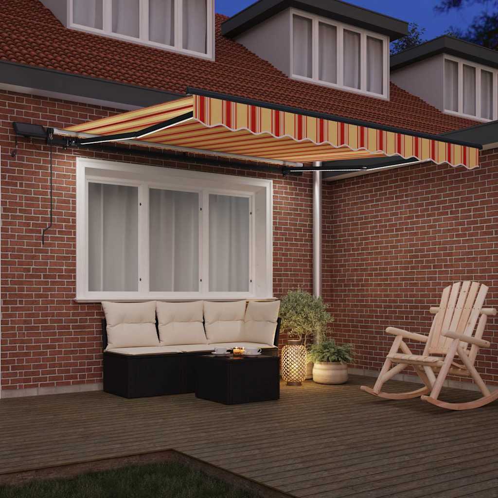 Retractable Awning Manual Yellow and orange 350 x 250 cm Fabric