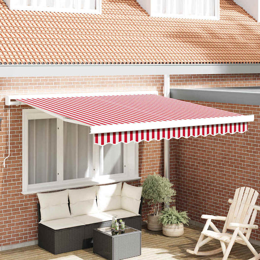 Retractable Awning Red and White 350 x 250 cm Fabric and Metal