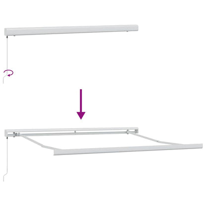 Retractable Awning Red and White 350 x 250 cm Fabric and Metal