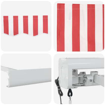 Retractable Awning Red and white 350 x 250 cm Fabric, Metal
