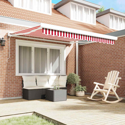 Retractable Awning Red and white 350 x 250 cm Fabric, Metal