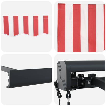 Retractable Awning Red and white 350 x 250 cm Fabric, Metal