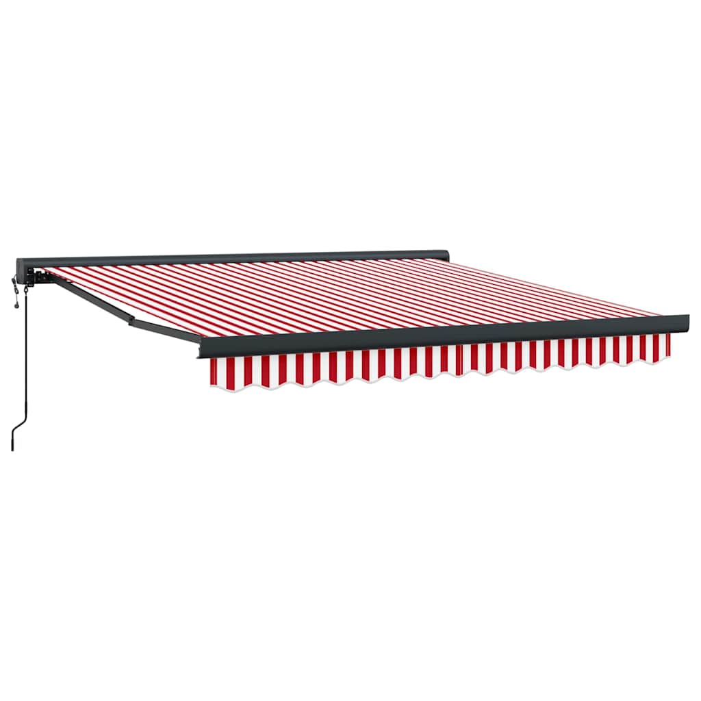 Retractable Awning Red and white 350 x 250 cm Fabric, Metal