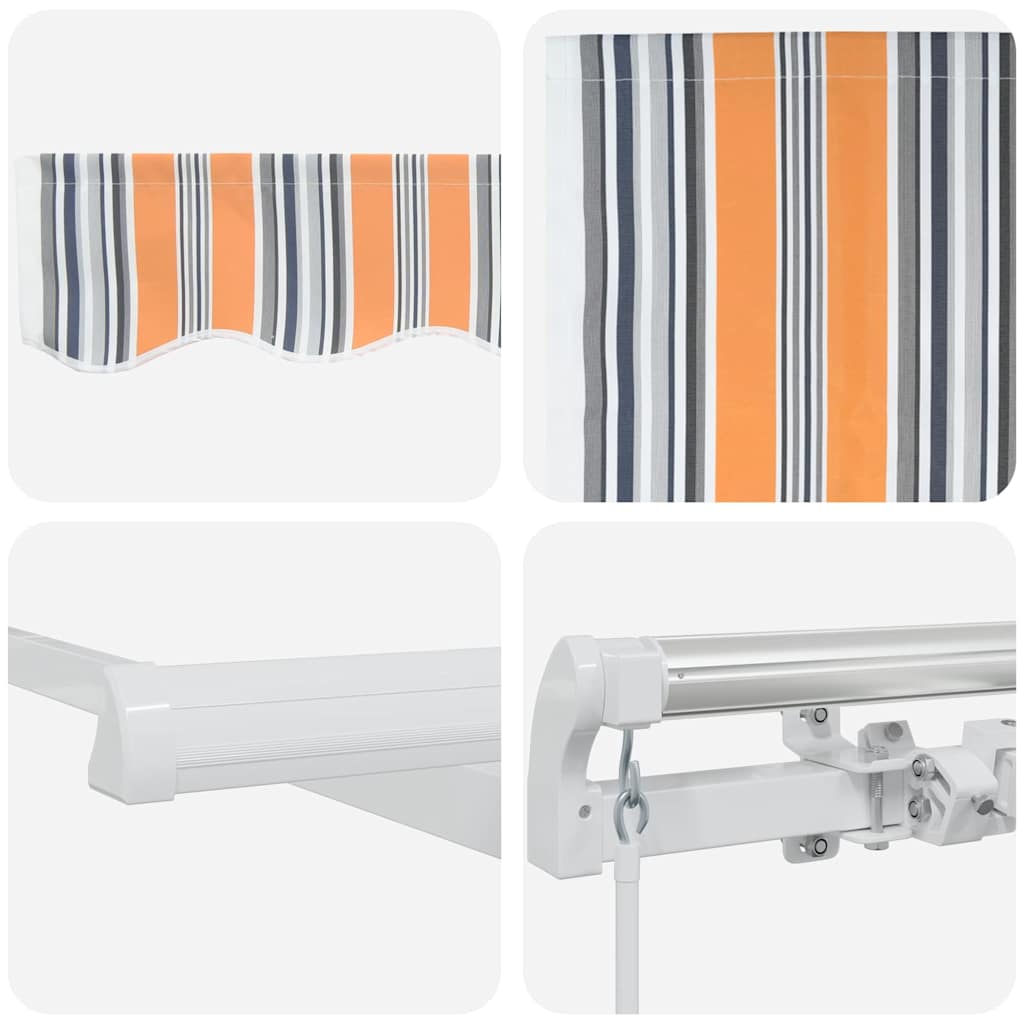 Retractable Awning Manual Orange and grey and blue and white