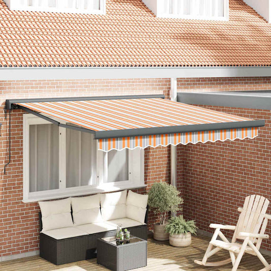 Retractable Awning Multicolour 350 x 250 cm Fabric, Metal