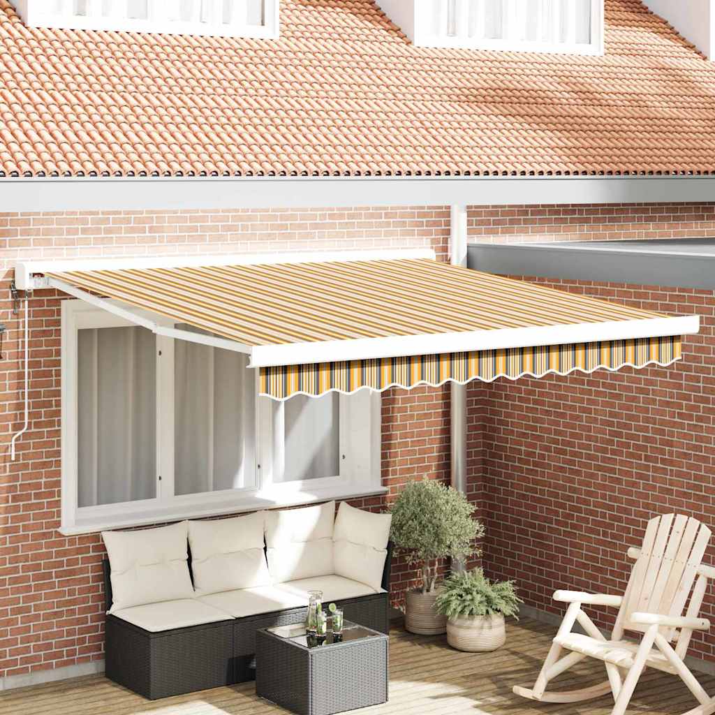 Retractable Awning Multicolour 350 x 250 cm Fabric, Metal