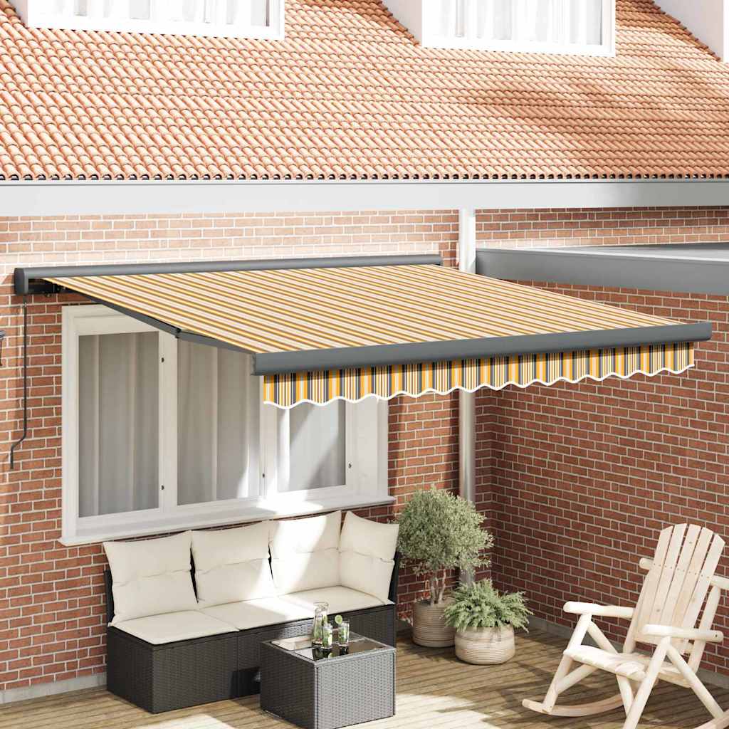 Retractable Awning Multicolour 350 x 250 cm Fabric and Metal