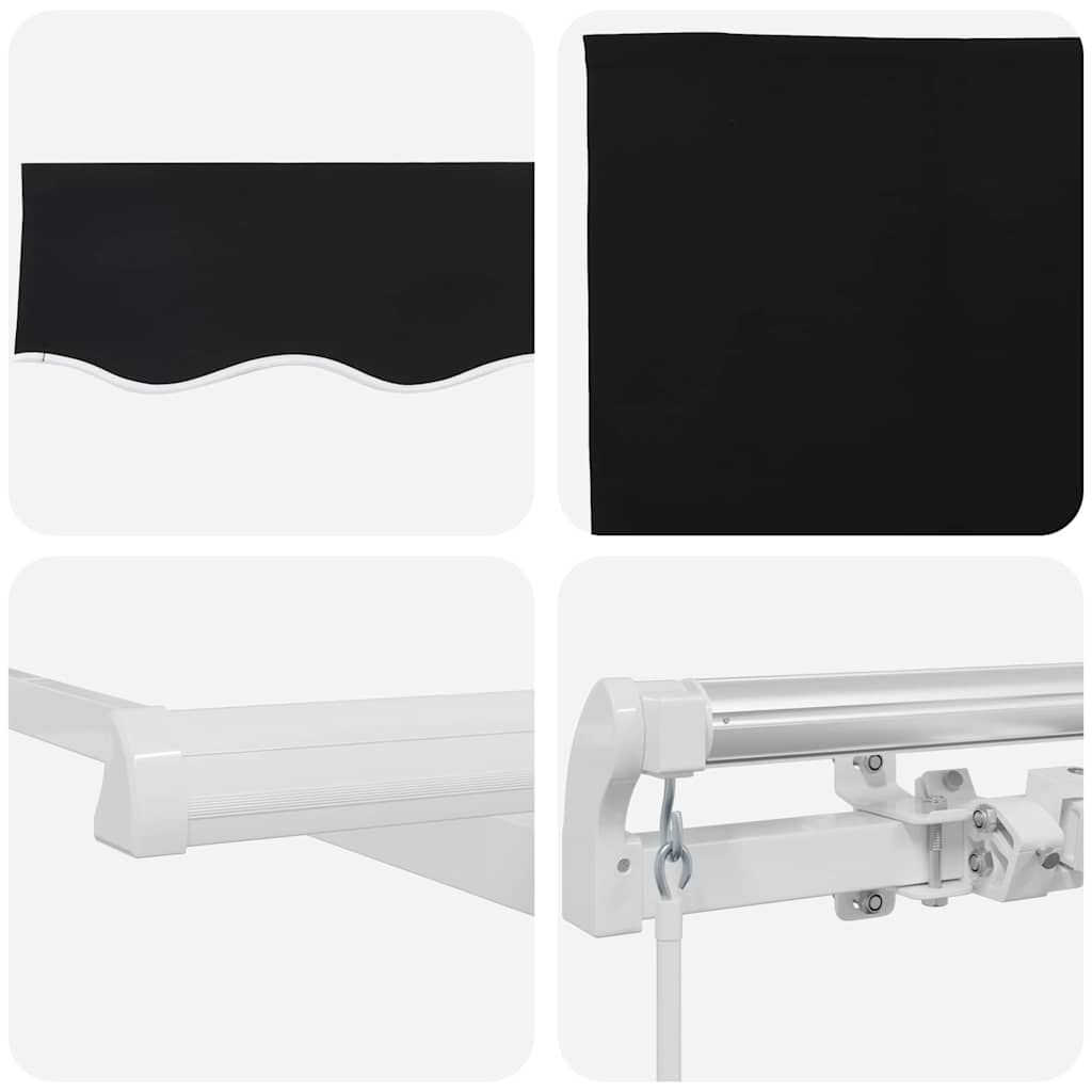Retractable Awning Manual Black 350 x 250 cm Fabric