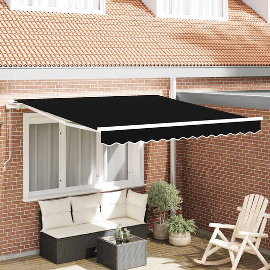 Retractable Awning Manual Black 350 x 250 cm Fabric