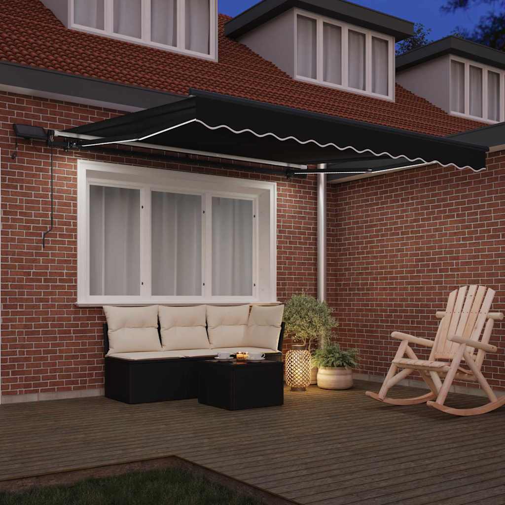 Retractable Awning Manual Black 350 x 250 cm Fabric