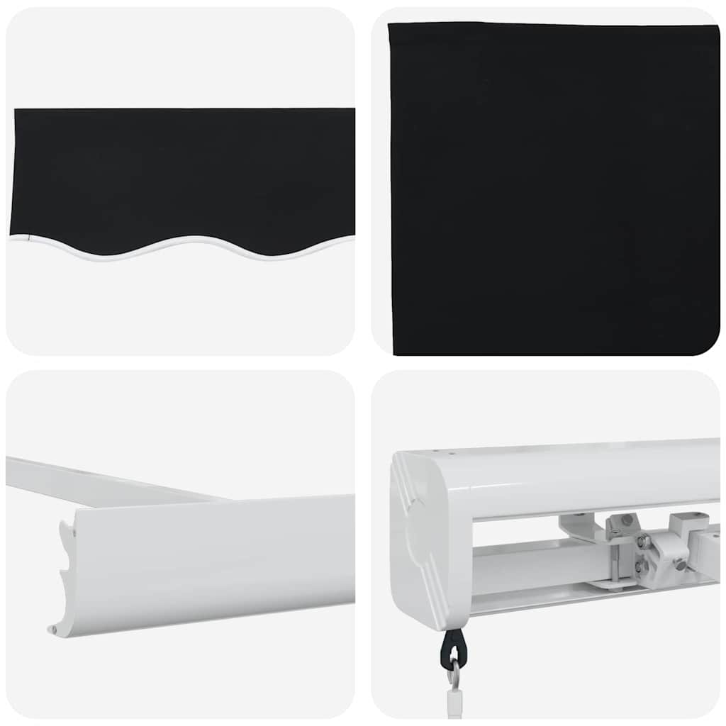Retractable Awning Black 350 x 250 cm Fabric and Metal