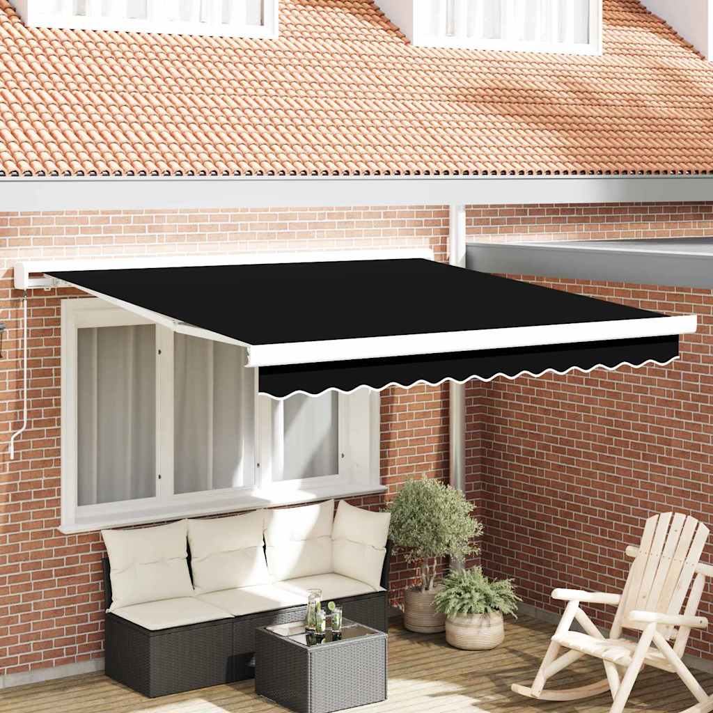 Retractable Awning Black 350 x 250 cm Fabric and Metal