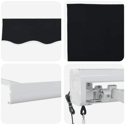Retractable Awning Manual Black 350 x 250 cm Fabric, Metal