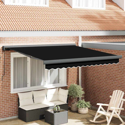 Retractable Awning Black 350 x 250 cm Fabric and Metal