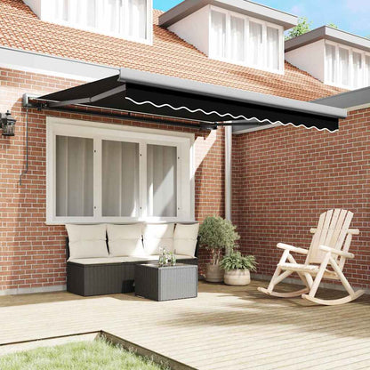 Retractable Awning Black 350 x 250 cm Fabric and Metal