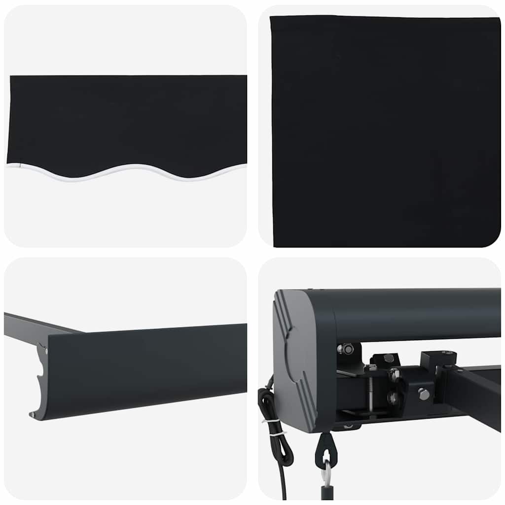 Retractable Awning Manual Black 350 x 250 cm Fabric, Metal