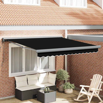 Retractable Awning Manual Black 350 x 250 cm Fabric, Metal