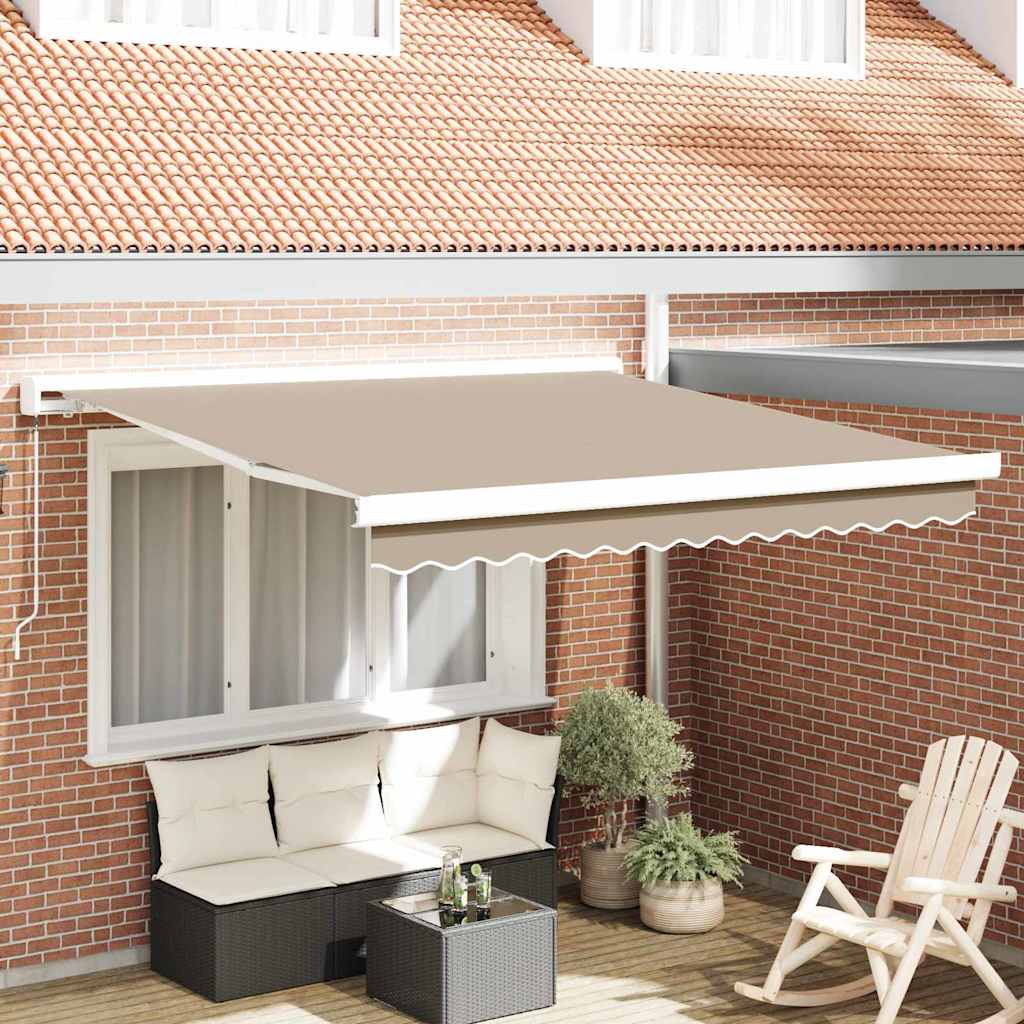 Retractable Awning Beige 350 x 250 cm Fabric and Metal