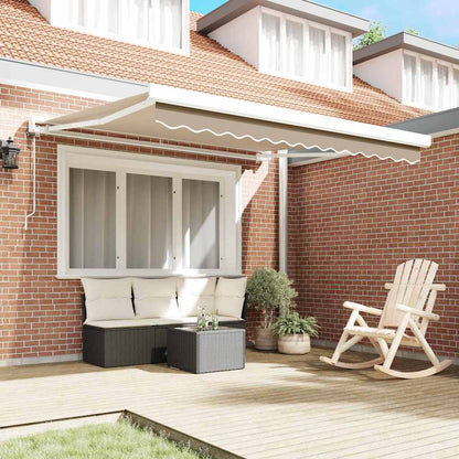 Retractable Awning Manual Beige 350 x 250 cm Fabric, Metal