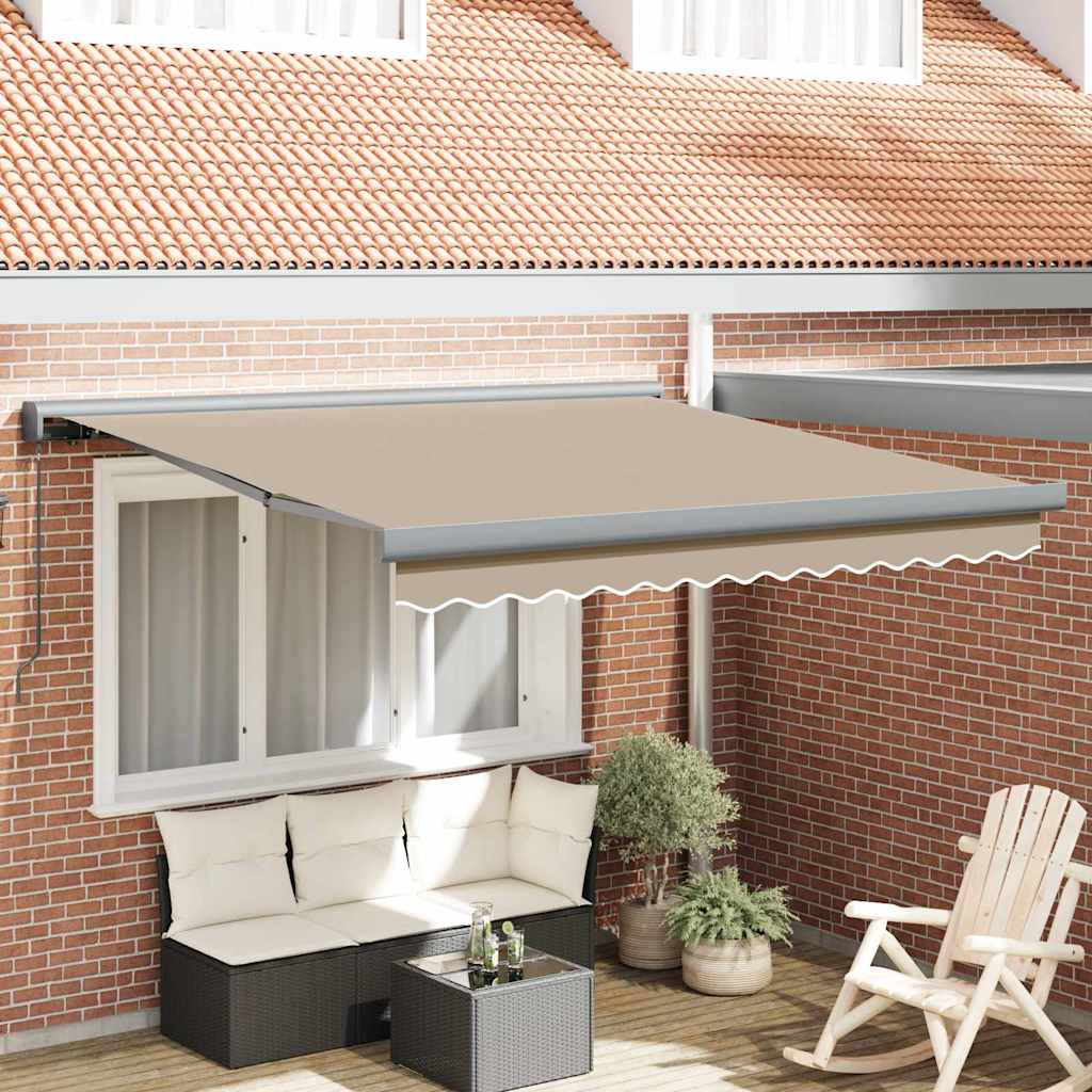 Retractable Awning Beige 350 x 250 cm Fabric and Metal