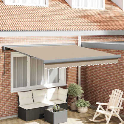 Retractable Awning Beige 350 x 250 cm Fabric and Metal