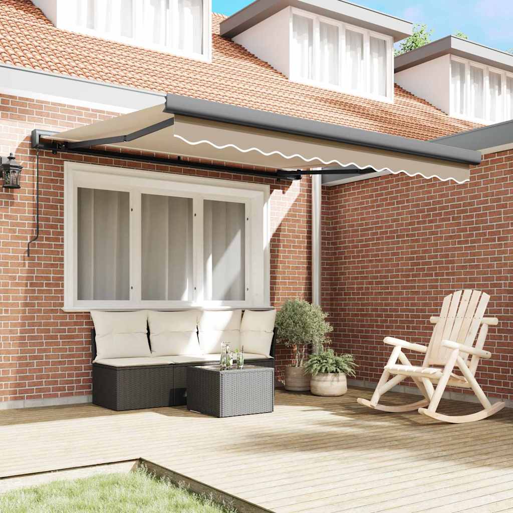 Retractable Awning Beige 350 x 250 cm Fabric and Metal