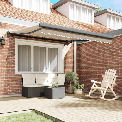 Retractable Awning Beige 350 x 250 cm Fabric and Metal