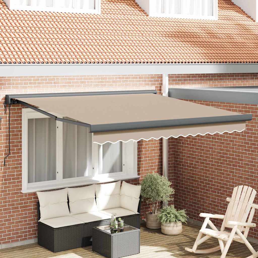 Retractable Awning Manual Beige 350 x 250 cm Fabric, Metal