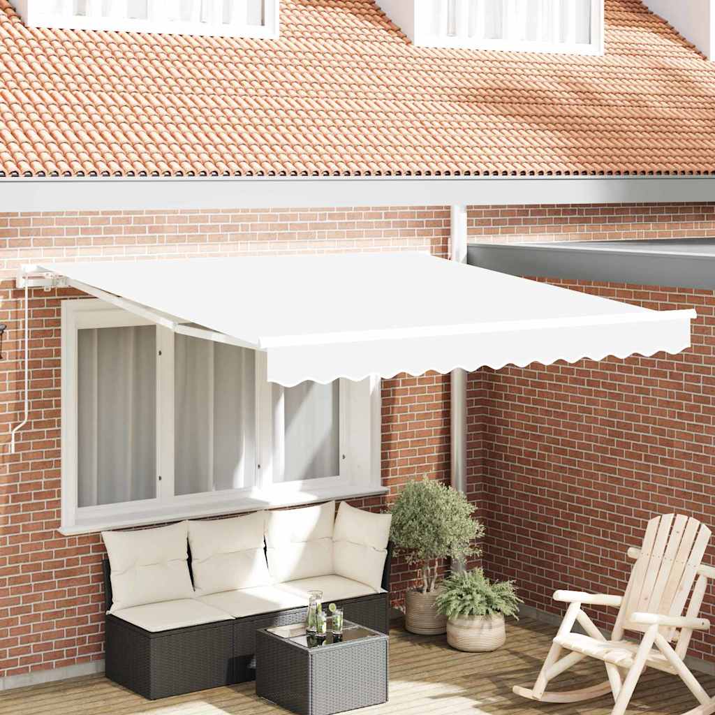 Retractable Awning Manual White 350 x 250 cm Fabric