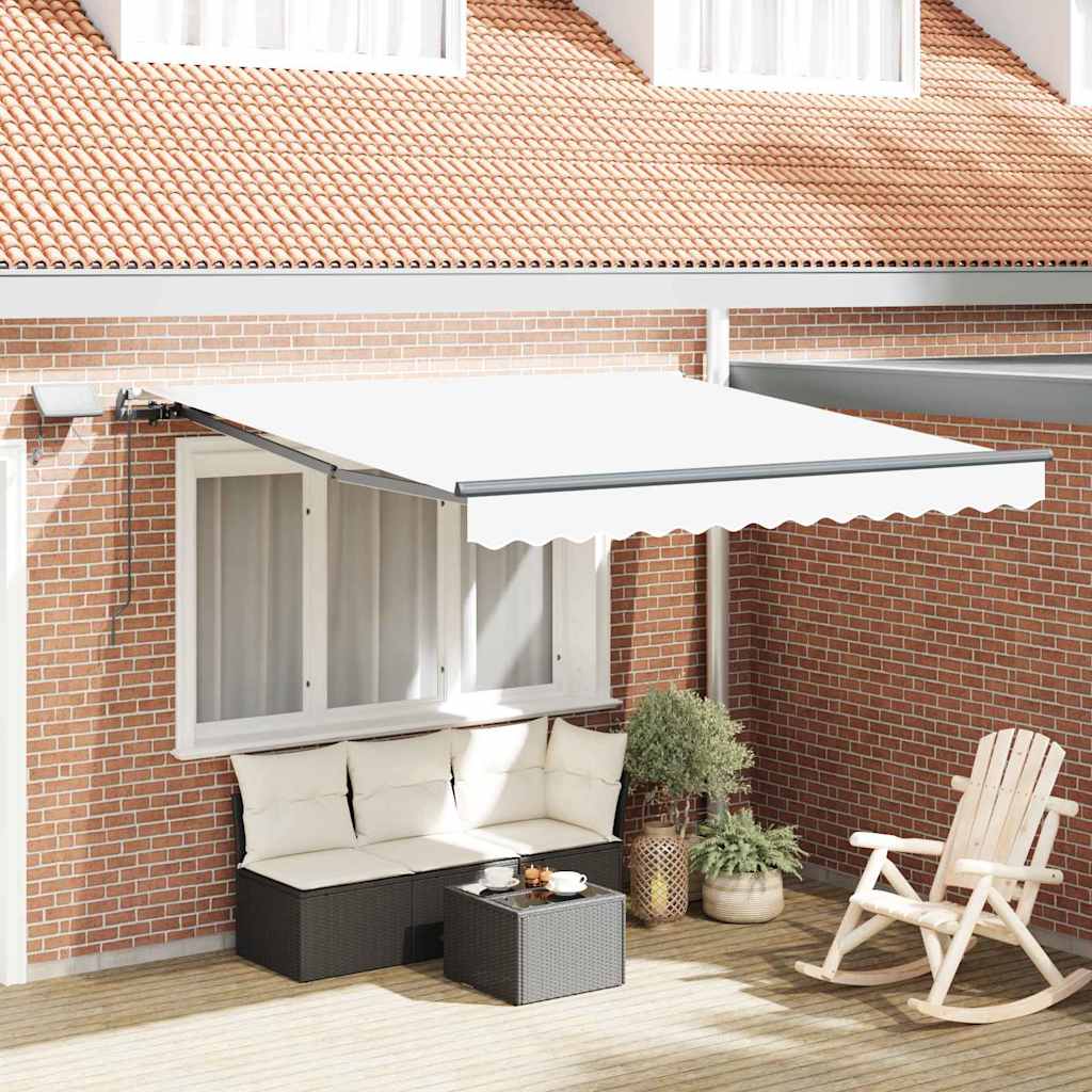 Retractable Awning Manual White 350 x 250 cm Fabric