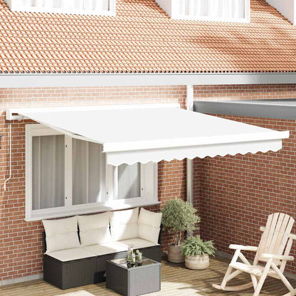 Retractable Awning White 350 x 250 cm Fabric and Metal