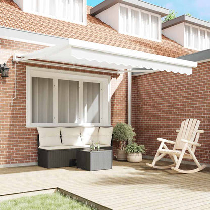 Retractable Awning Manual White 350 x 250 cm Fabric, Metal
