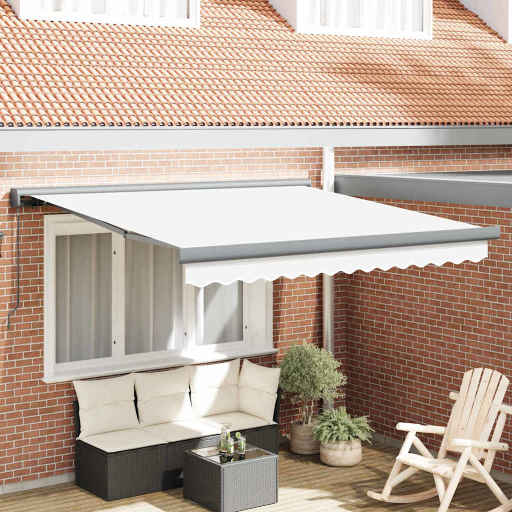 Retractable Awning White 350 x 250 cm Fabric and Metal