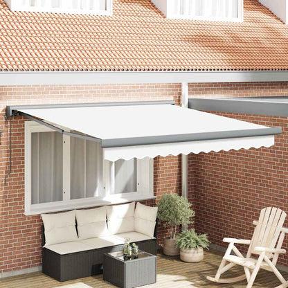 Retractable Awning Manual White 350 x 250 cm Fabric, Metal