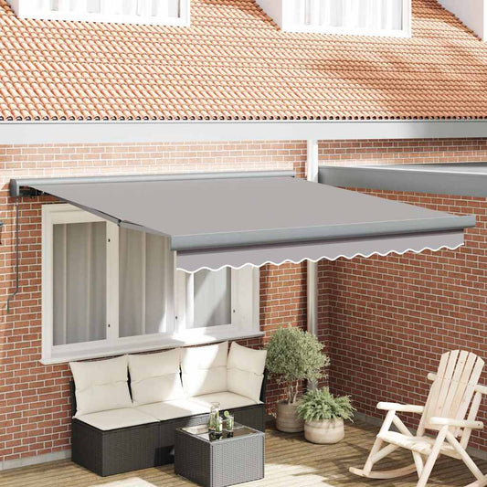 Retractable Awning Light Grey 350 x 250 cm Fabric and Metal