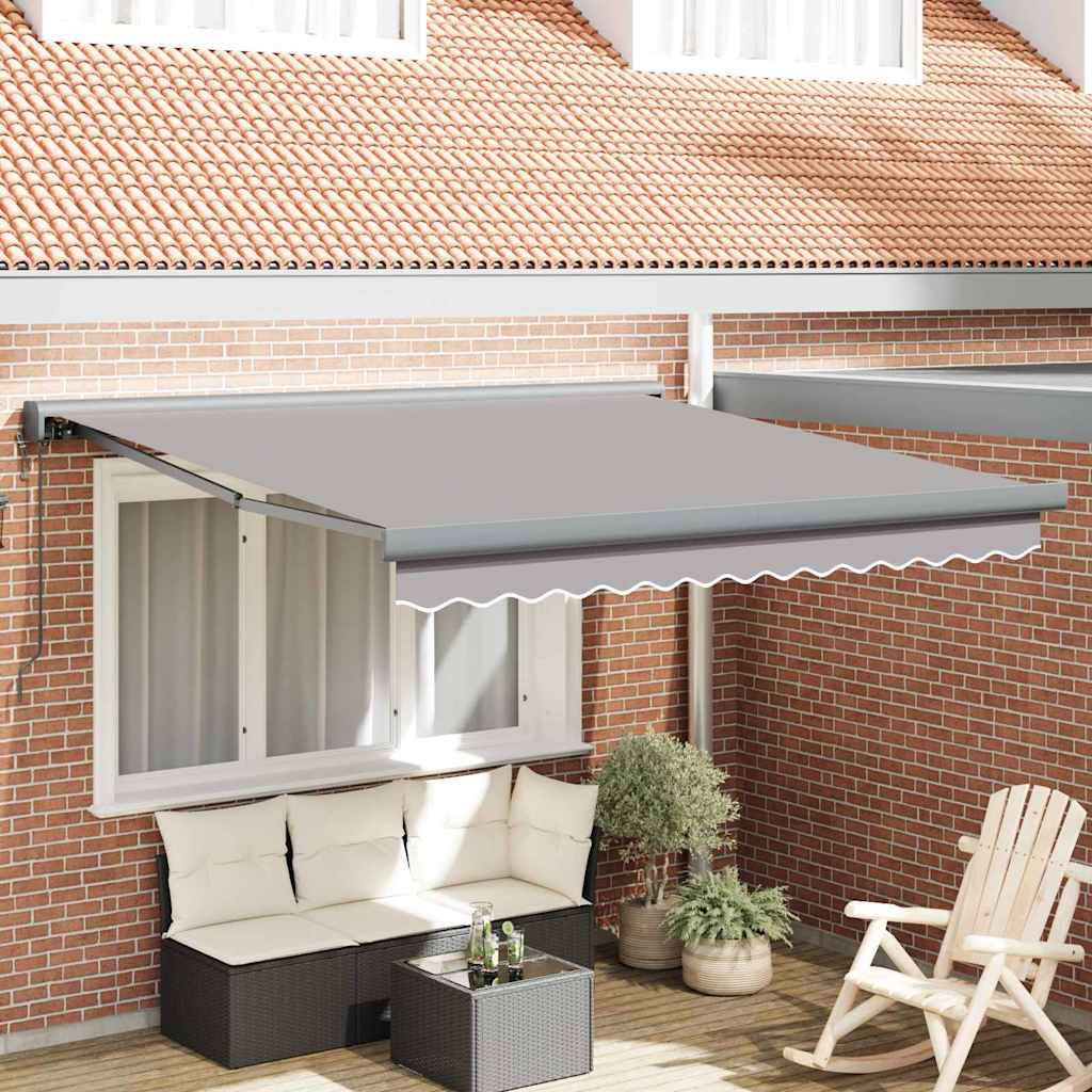 Retractable Awning Manual Light grey 350 x 250 cm Fabric, Metal