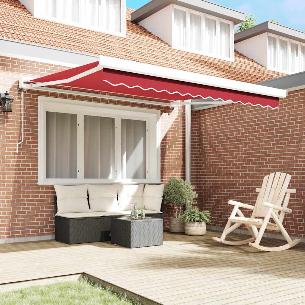 Retractable Awning Manual Red 350 x 250 cm Fabric, Metal