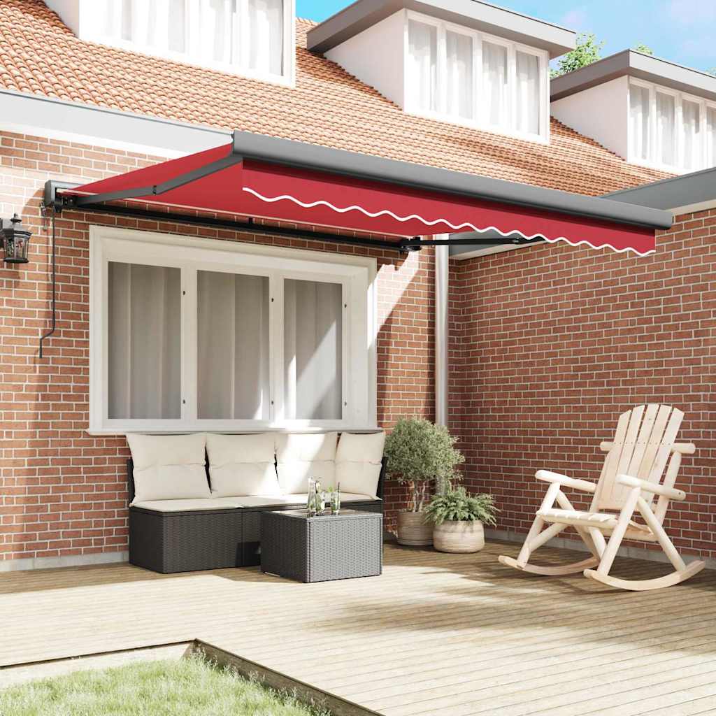 Retractable Awning Manual Red 350 x 250 cm Fabric, Metal