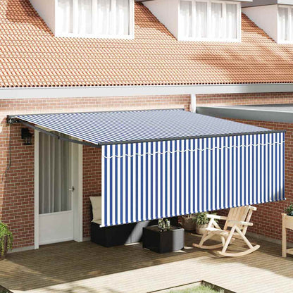 Retractable Awning Manual Blue and anthracite 400 x 300 cm