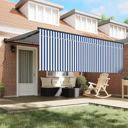 Retractable Awning Manual Blue and anthracite 400 x 300 cm