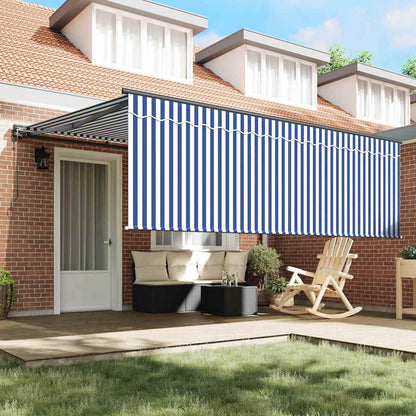Retractable Awning Manual Blue and anthracite 400 x 300 cm